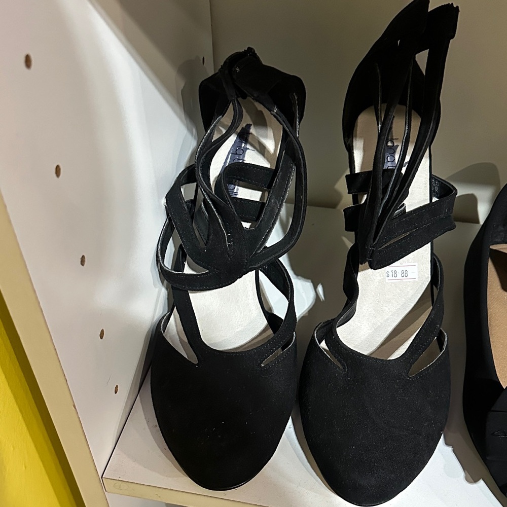 Long Tall Sally Black Strappy Heels